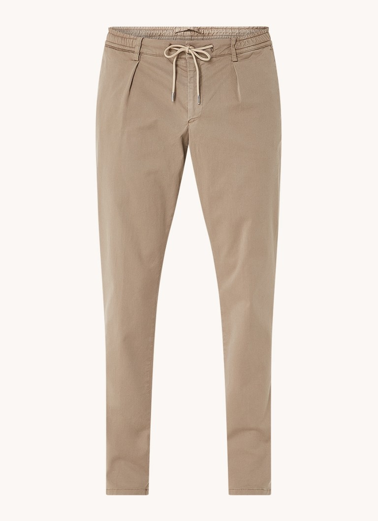 Chino nohavice Profuomo slim fit zo zmesi lyocellu so sťahovacou šnúrkou