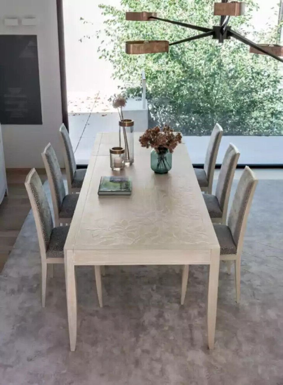 JVmoebel Esszimmer-Set Stuhl Gruppe Garnitur Tisch 6x Stühle Esszimmer Design Holz 7tlg, (7-St., 1x Esstisch + 6x Stühle), Made in Italy