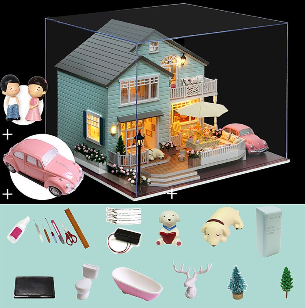 Cute Room 3D-Puzzle DIY holz Miniature Haus Puppenhaus Queenstown, Puzzleteile, 3D-Puzzle, Miniaturhaus, Maßstab 1:32, Modellbausatz zum basteln