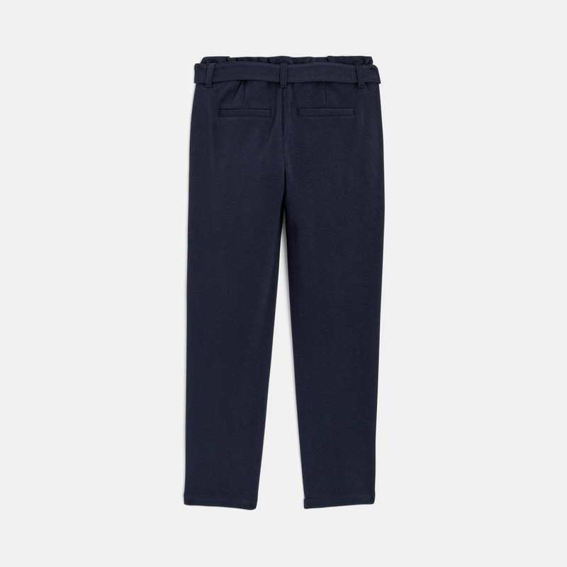 Pantalon chino ceinturé bleu fille