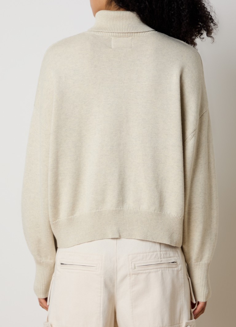 Isabel Marant Nash -ohutneuleinen poolopaita villasekoitteesta, jossa logopainatus ja lurex