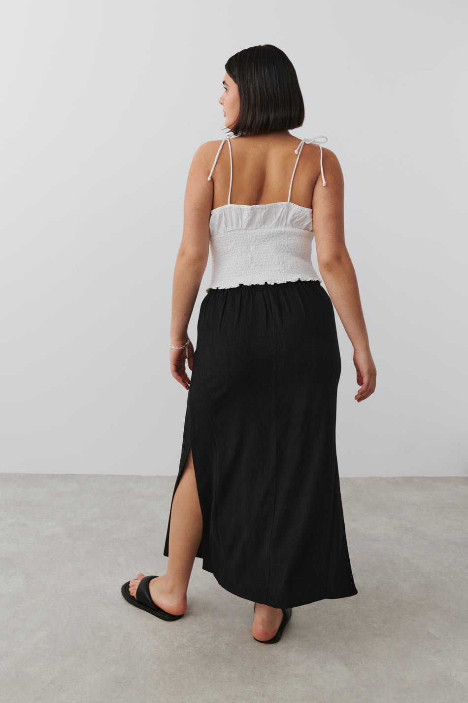 Linen blend skirt