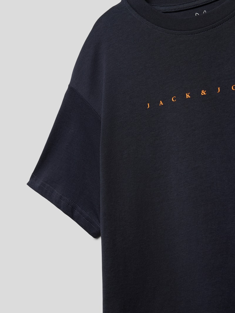 T-Shirt mit Label-Print Modell 'STAR' in marineblau