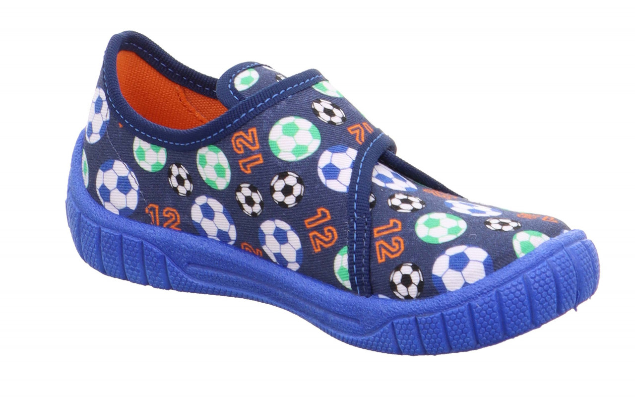 BILL - Blau/GrünHausschuh mit Klettverschluss