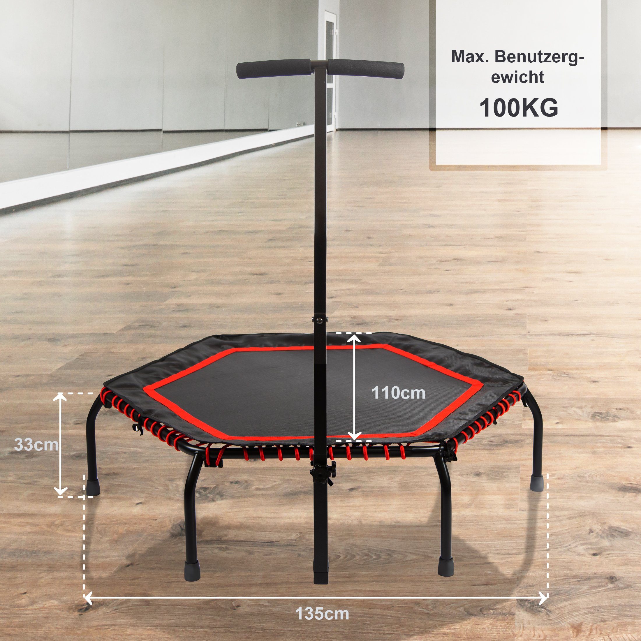 Zoomyo Fitnesstrampolin Fitnesstrampolin mit tollen Sprungeigenschaften, Ø 0,28 cm