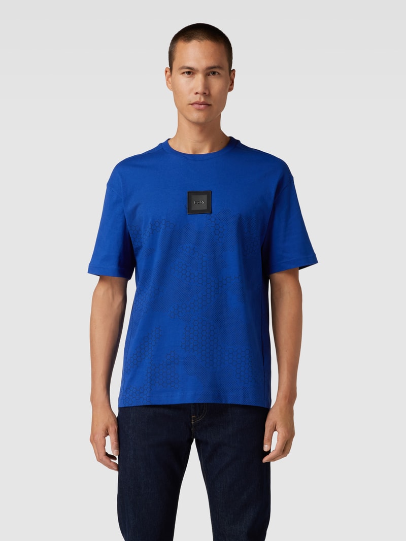 T-Shirt mit Label-Patch Modell 'Talboa Lotus' in royalblau