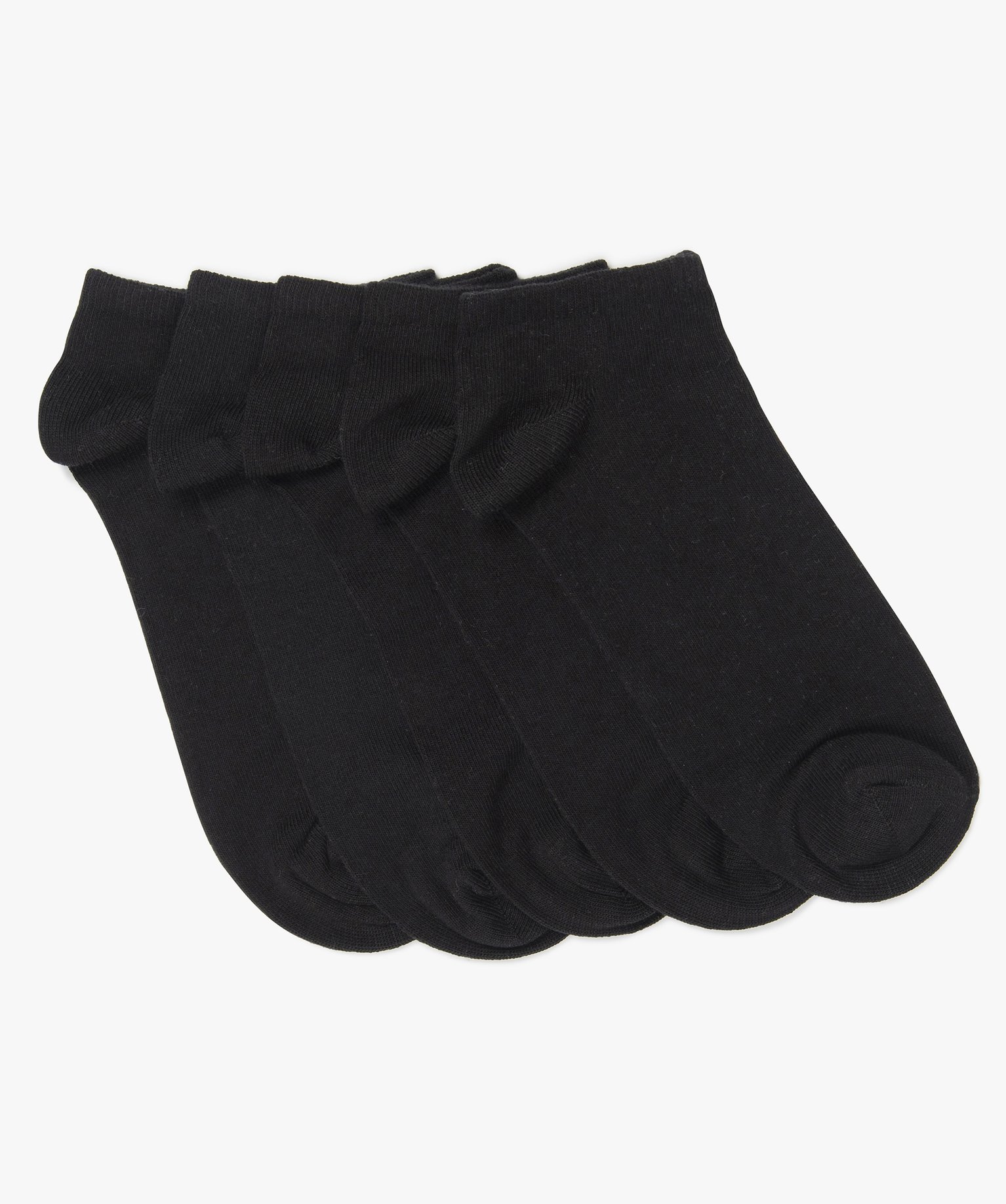 Chaussettes fille ultra courtes unies (lot de 5) noir | GEMO