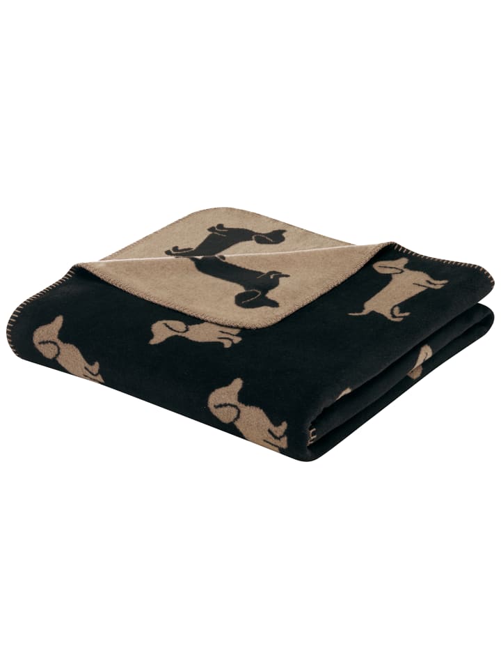Cawö Cawö Wohndecken WE LOVE DOGS 62460 schwarz/beige - 93 in schwarz/beige - 93 günstig kaufen 150 x 200 cm