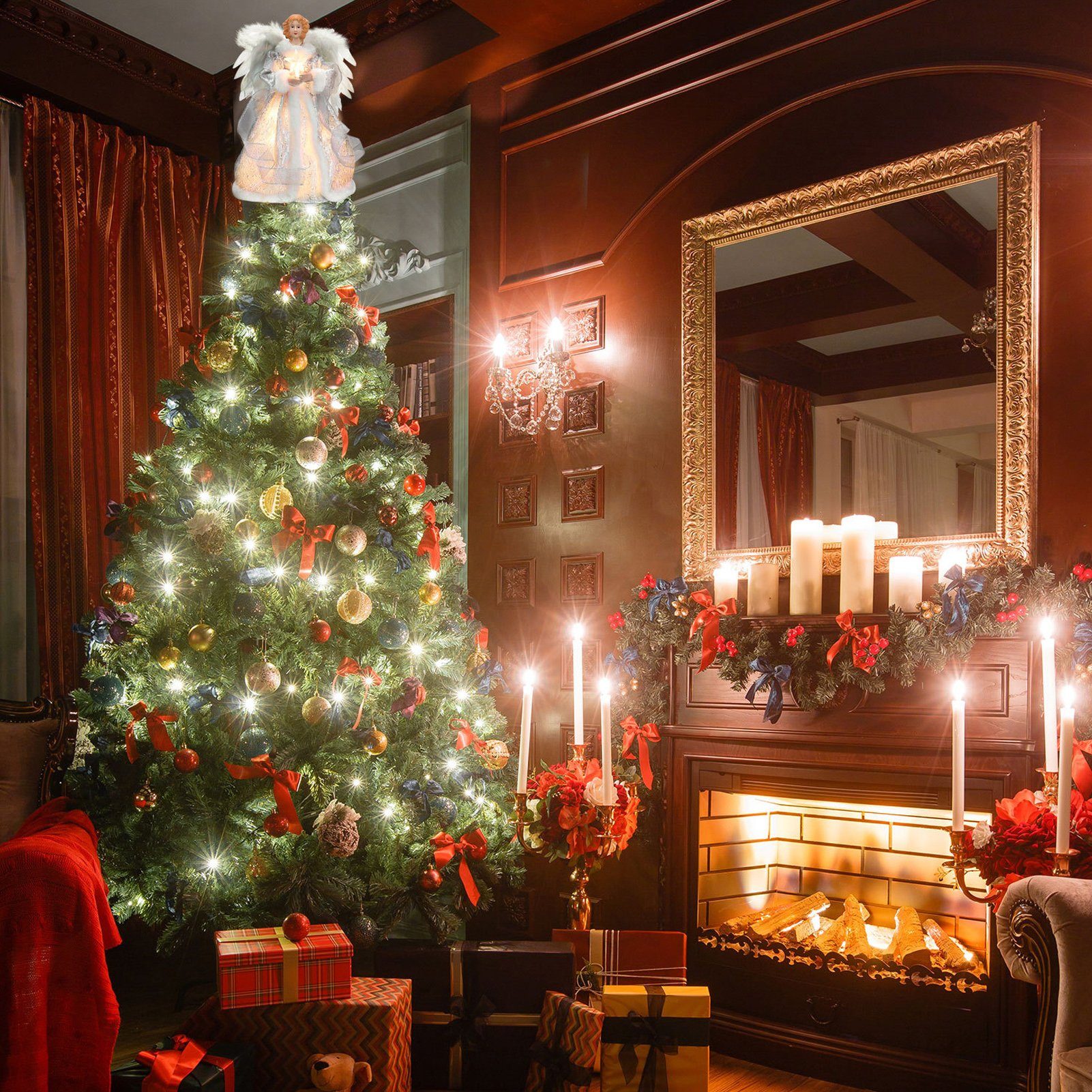 Rutaqian Hänge-Weihnachtsbaum Weihnachtsengel Toper Puppe Weihnachtsbaum Top Dekoration