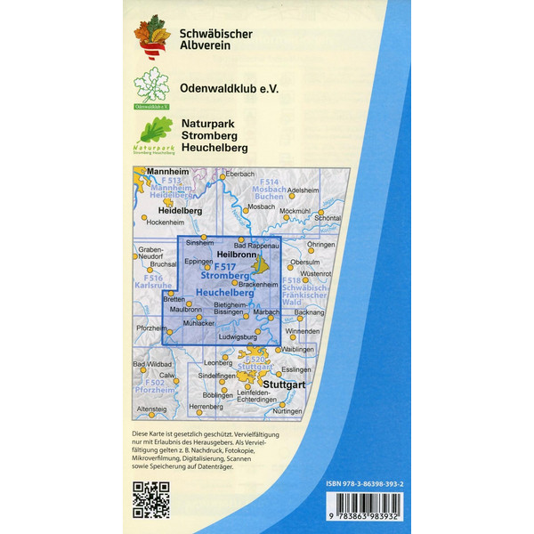 Freizeitkarte Stromberg Heuchelberg / Heilbronn 1 : 50 000 - Wanderkarte