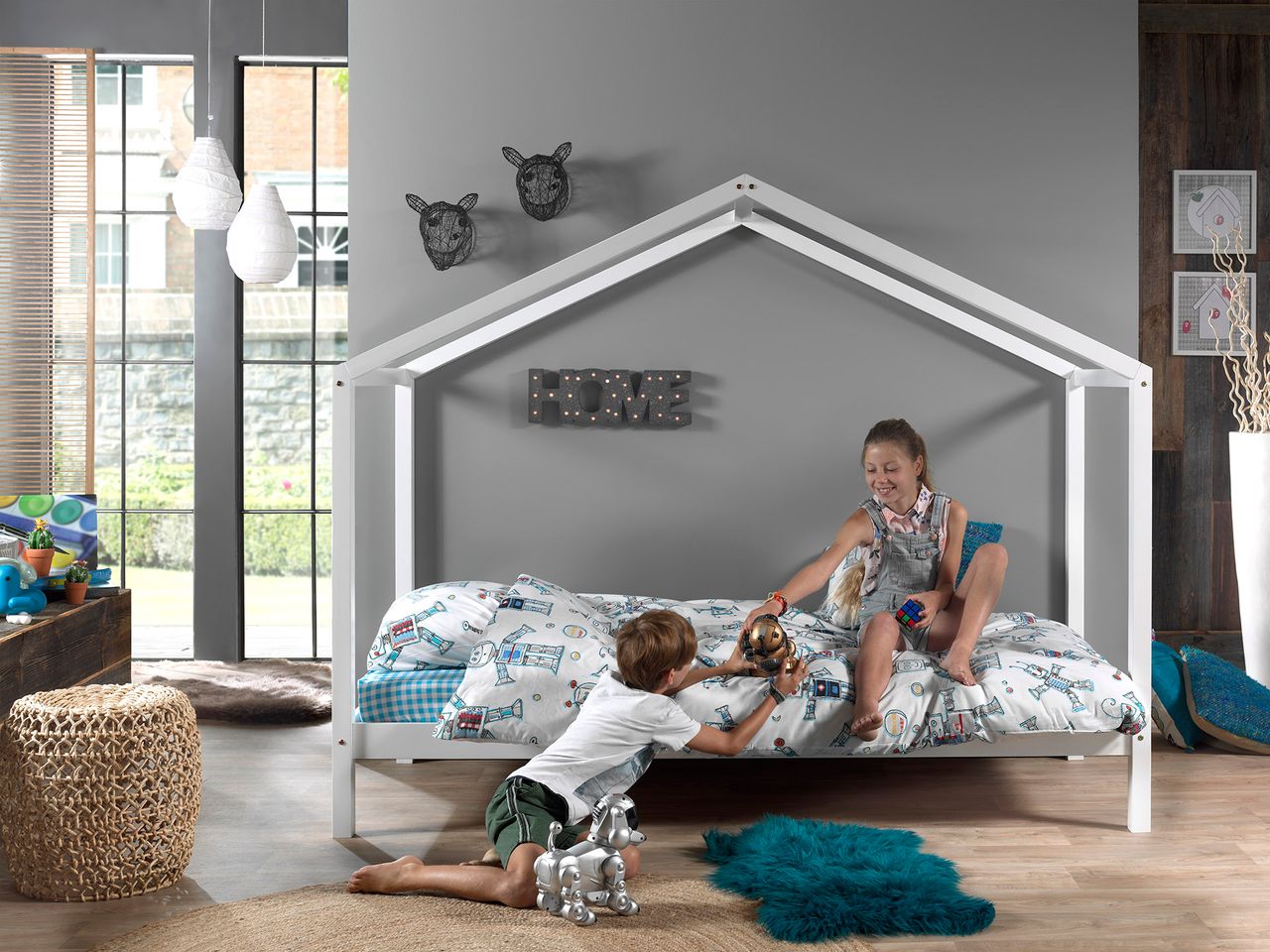 VIPACK Dallas 3 Hausbett 90 x 200 cm Liegefläche, Weiß