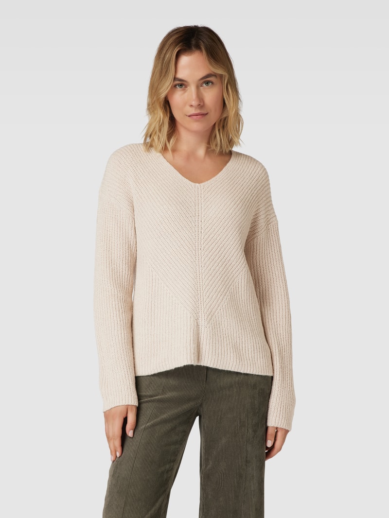 Strickpullover mit überschnittenen Schultern in hellgrau meliert