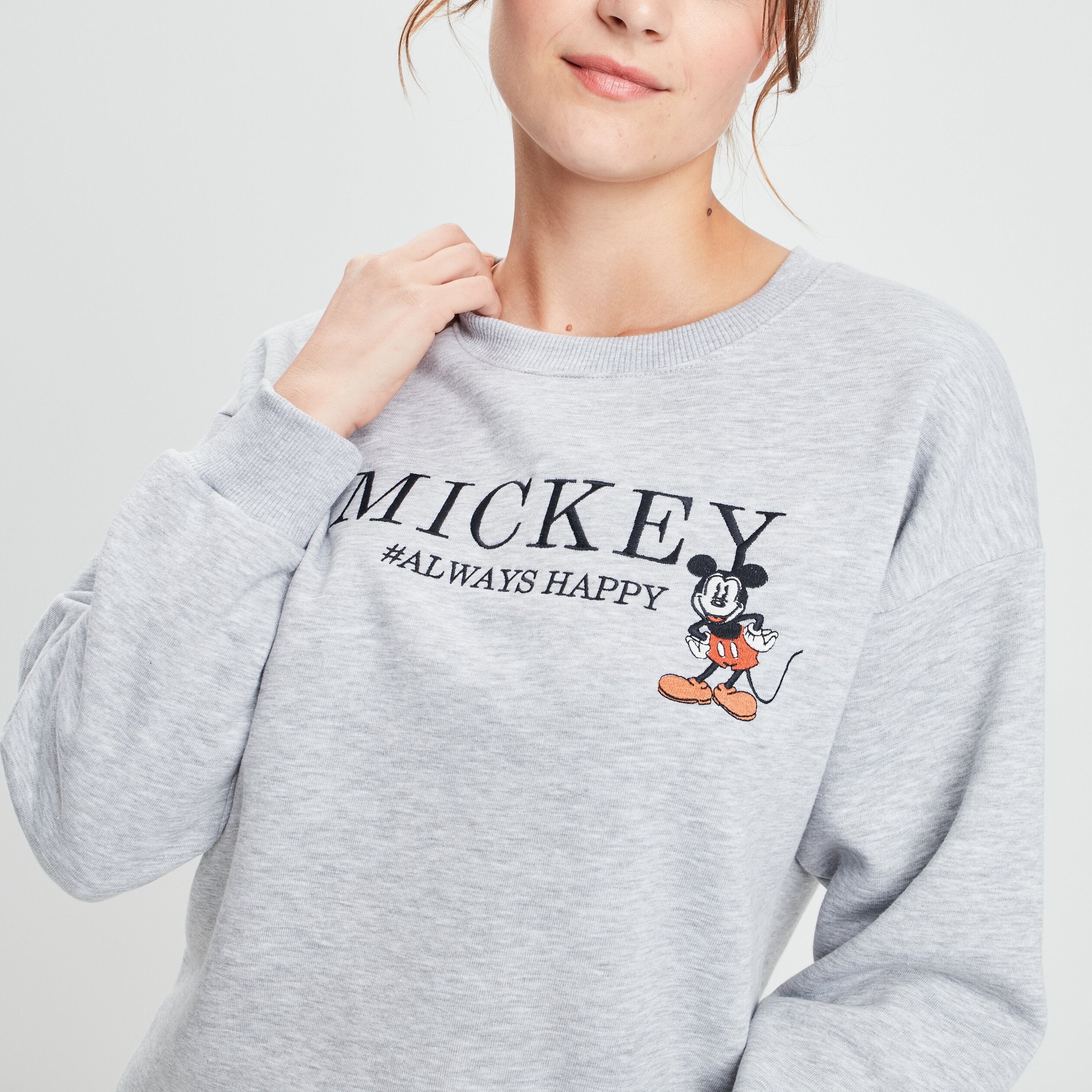 Sweat à col rond Mickey gris clair femme | La Halle