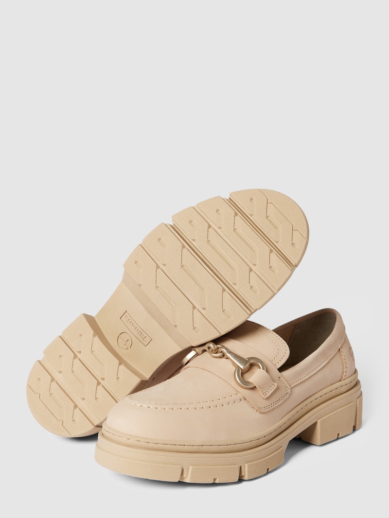Penny-Loafer mit Absatz in beige