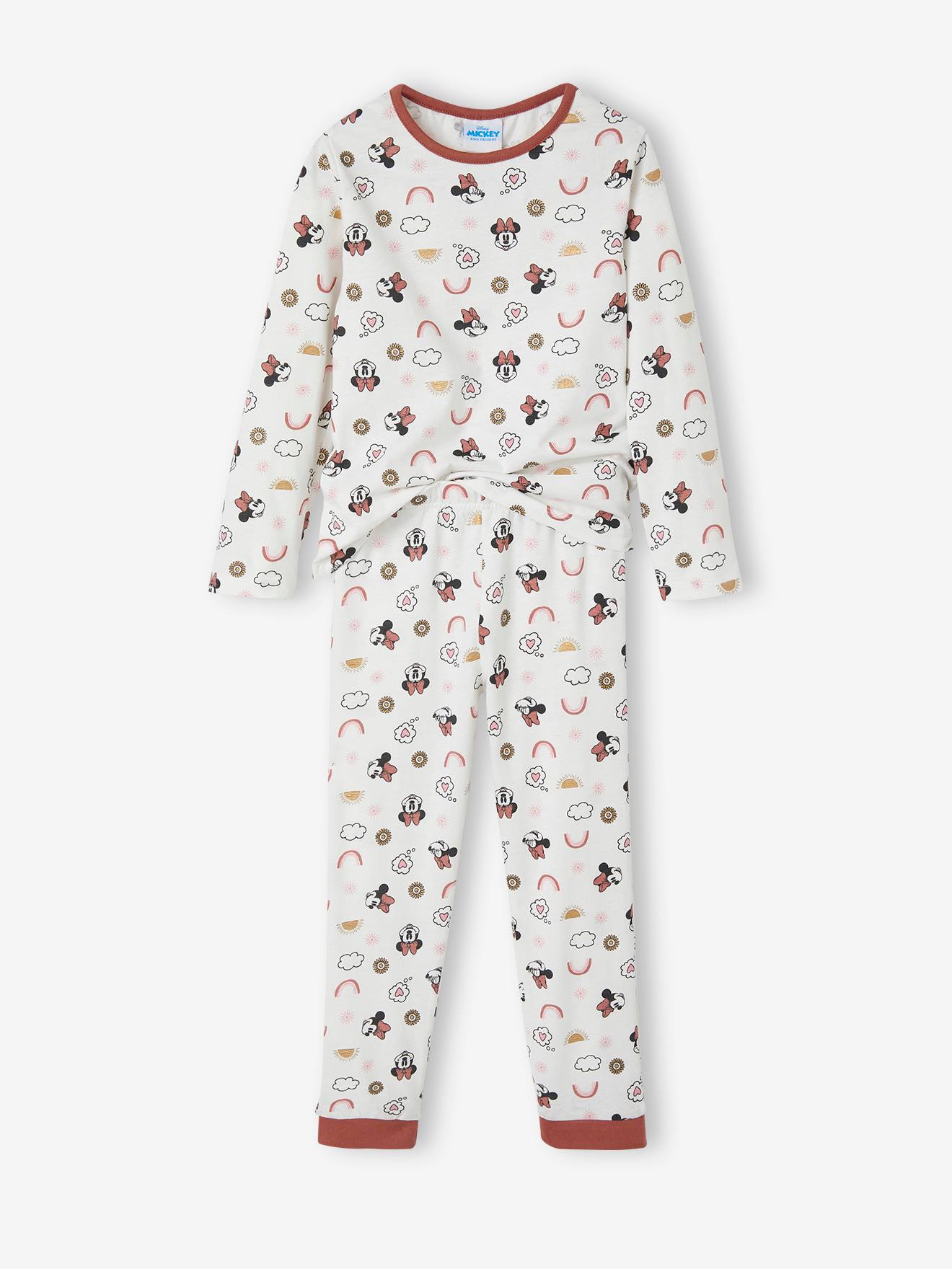 Pyjama long fille DS® Minnie blanc imprimé