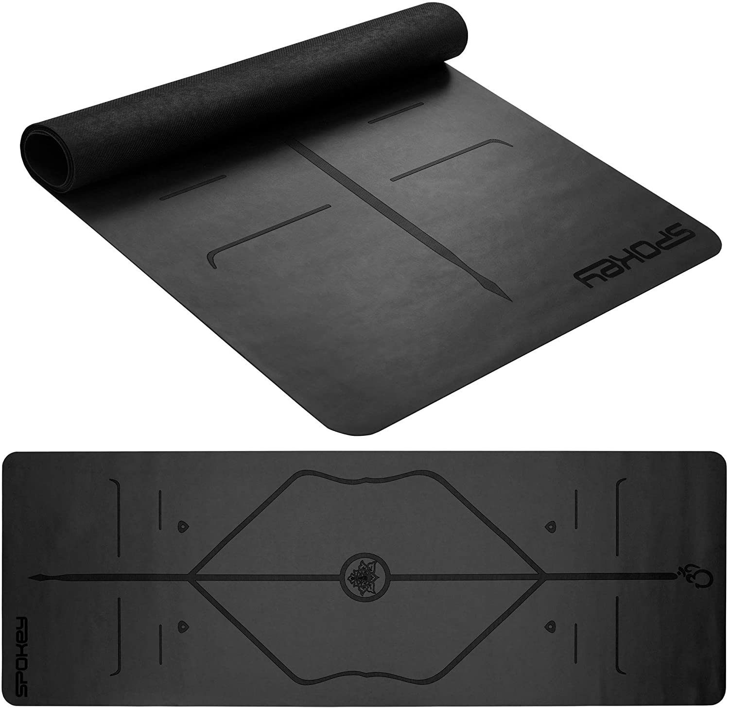 Spokey Yogamatte Spokey Yogamatte schwarz 183 x 61 Rutschfest, Rutschfest, Hilfslinien