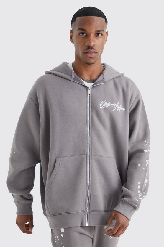 Oversize Hoodie mit Graffiti-Print und Farbspritzern