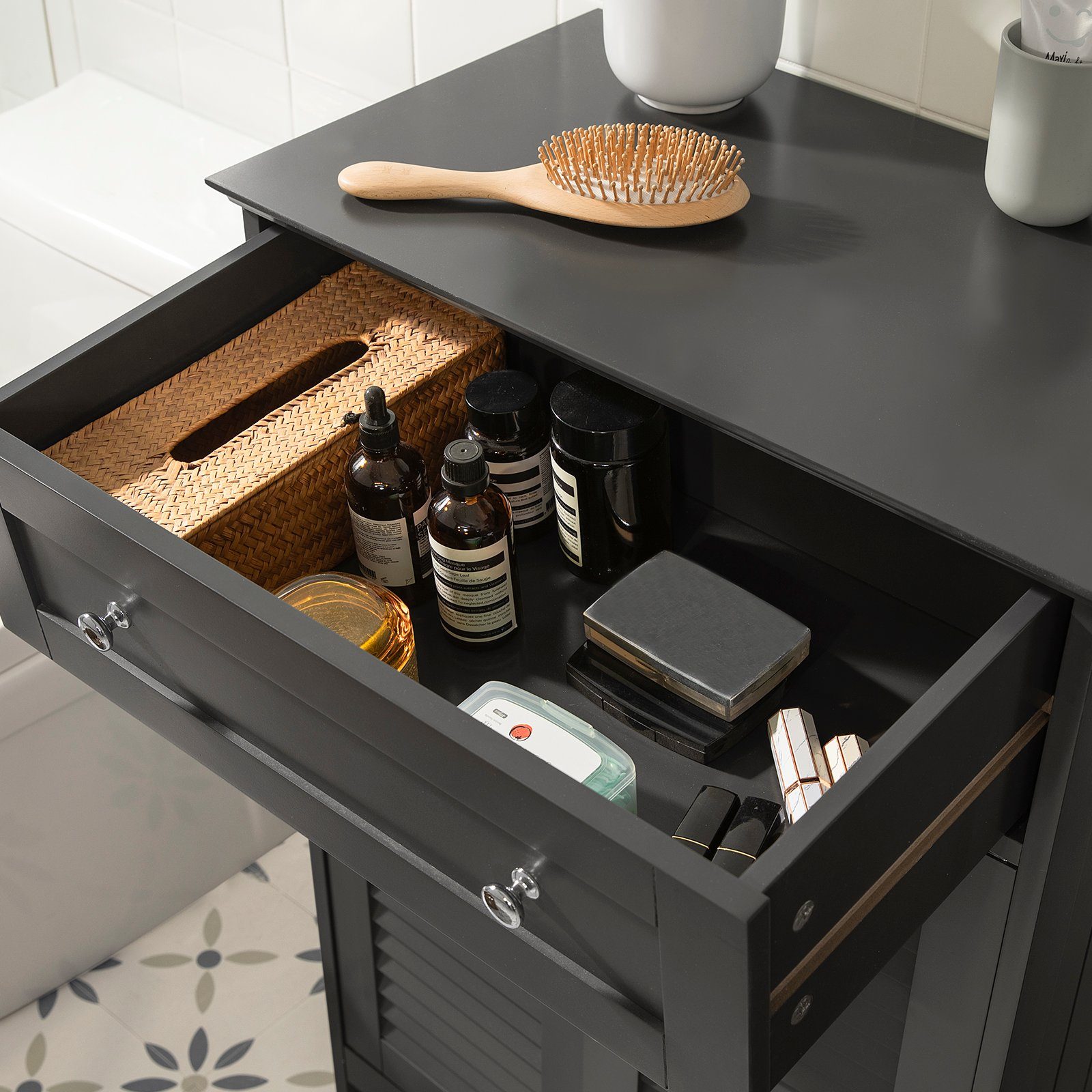 SoBuy Badkommode FRG238, mit Einer Schublade und Türen, Kommode Badschrank Sideboard
