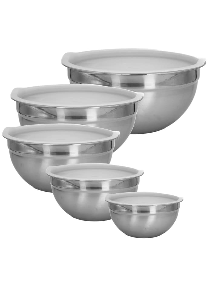 Intirilife 5-teiliges Salatschüssel Rührschüssel Set in Silber günstig kaufen onesize