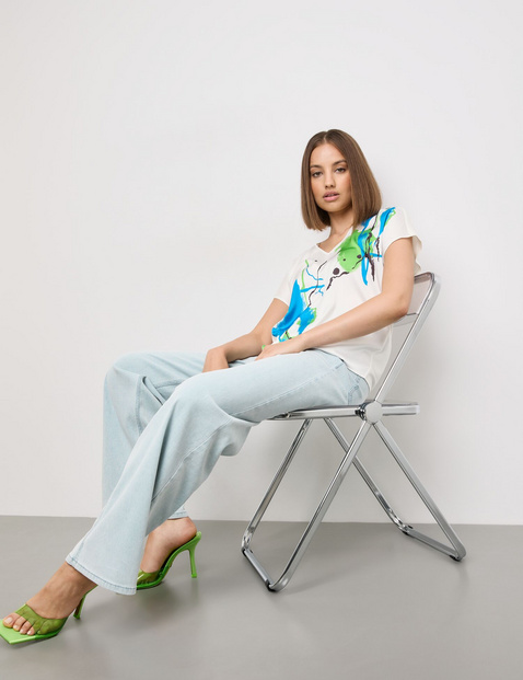 Blusenshirt mit Material-Mix