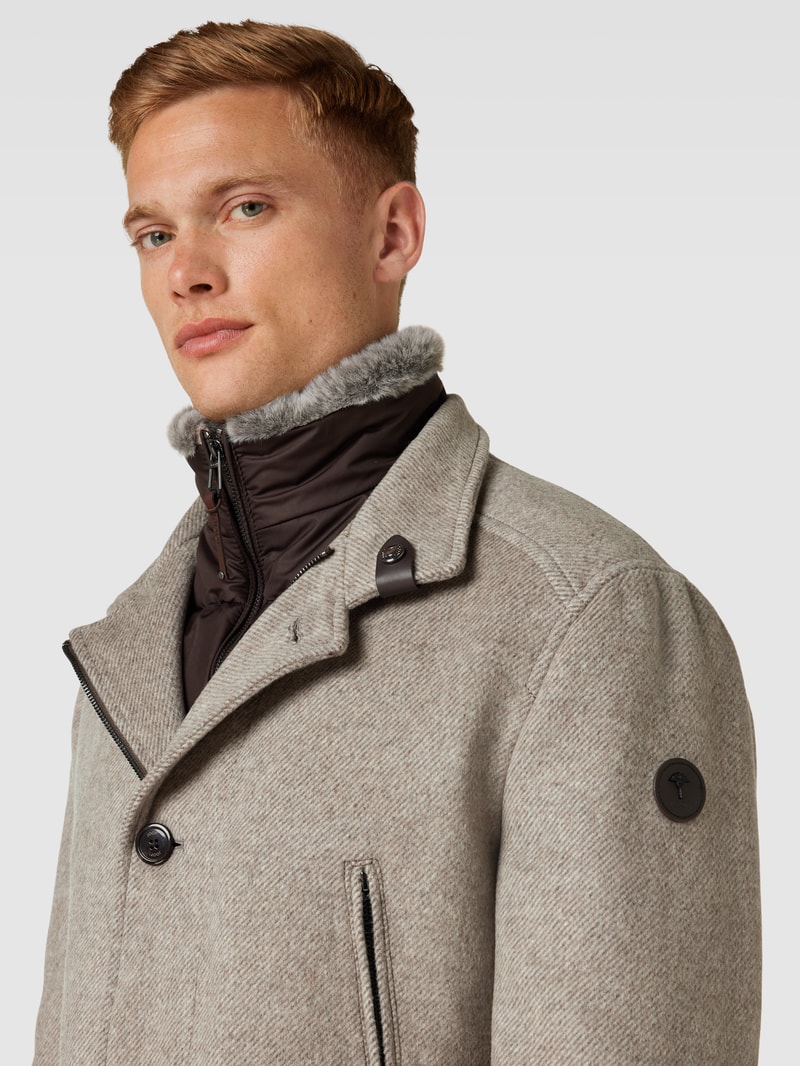 Kurzmantel mit abnehmbarem Kunstfell Modell 'Gary' in camel