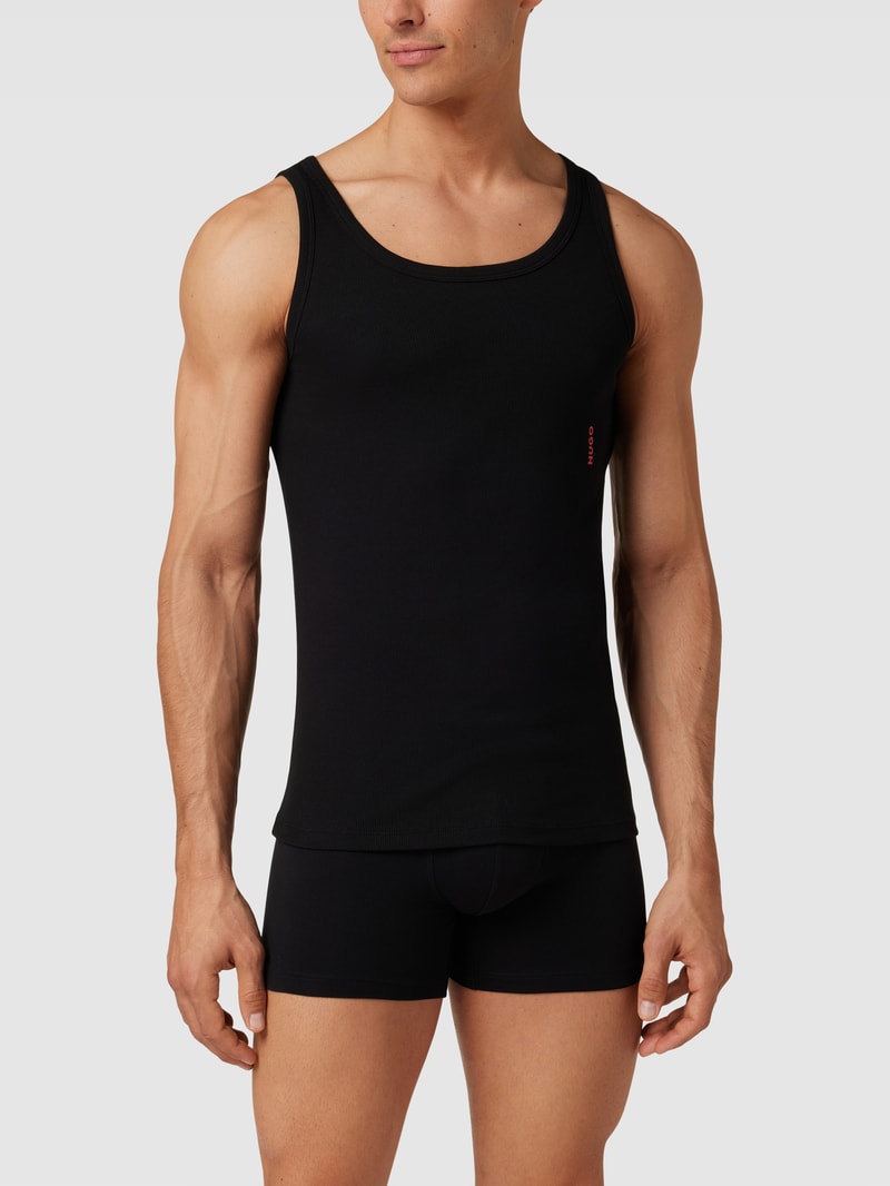 Tanktop mit Label-Print im 2er-Pack in schwarz