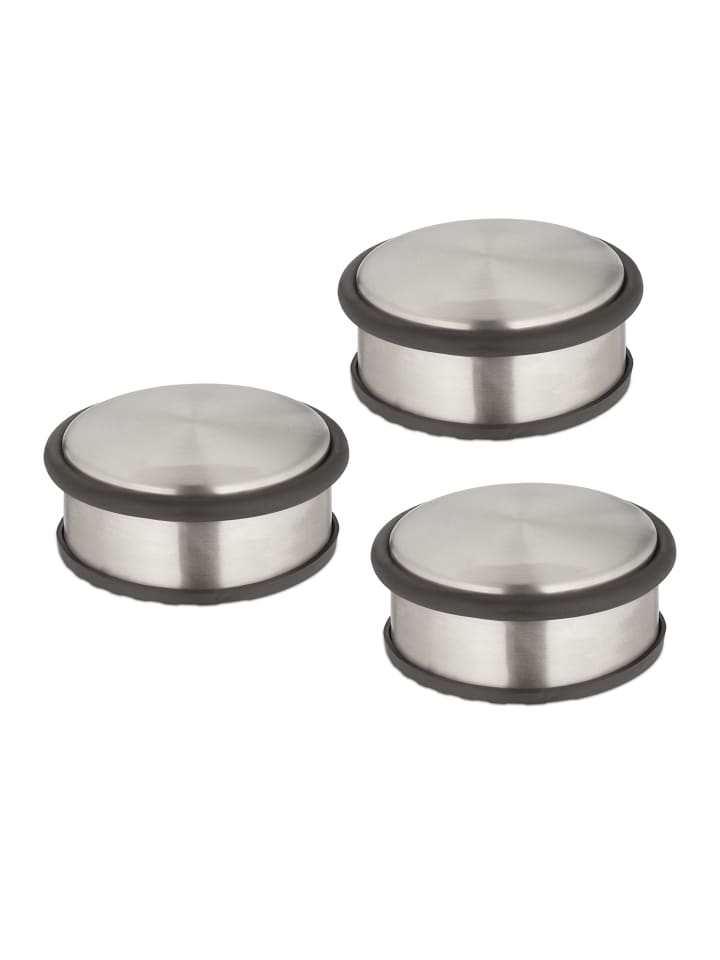 relaxdays 3 x Türstopper in Silber/ Schwarz - (H)4,5 x Ø 10,5 cm günstig kaufen onesize