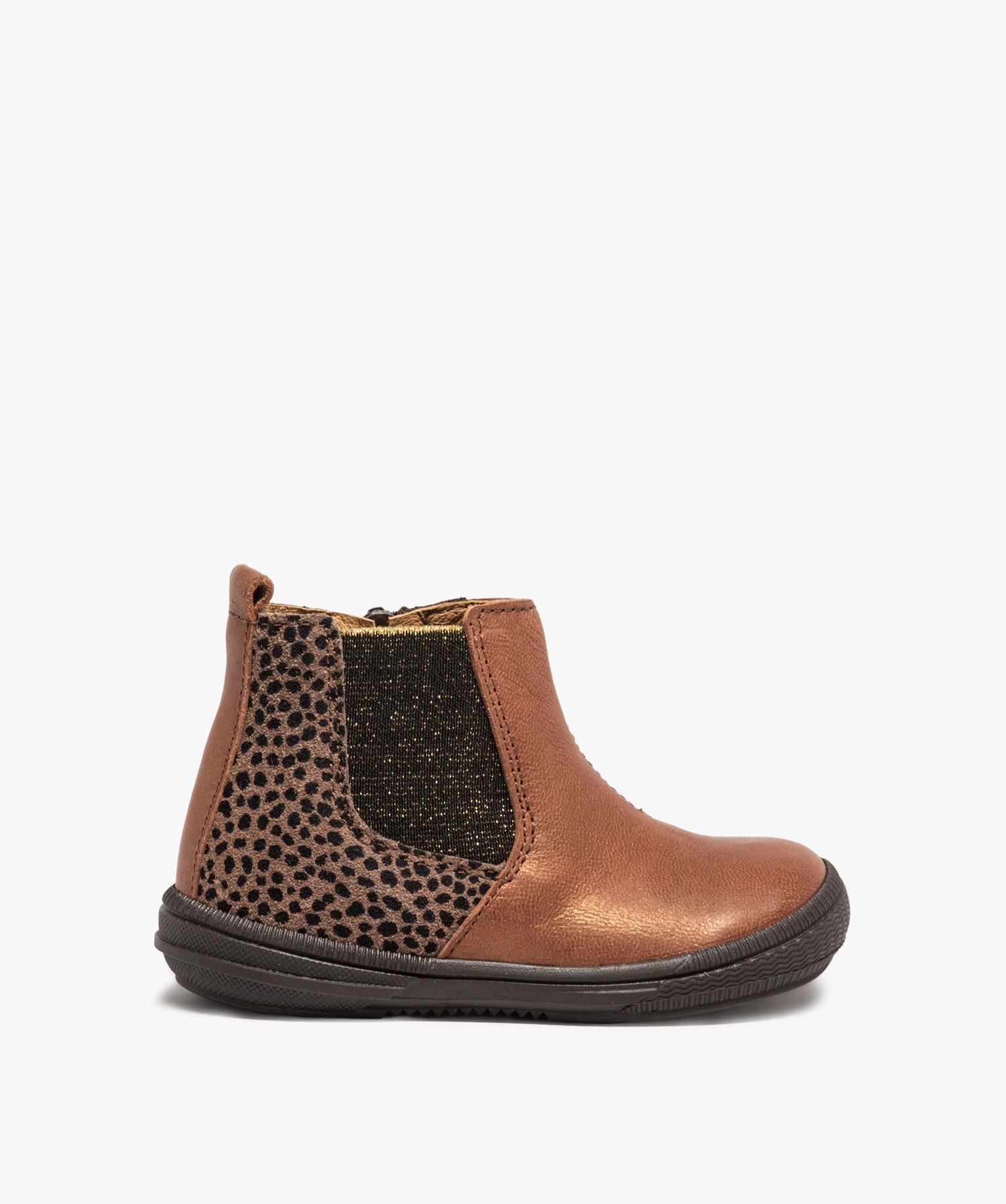Boots bébé fille dessus cuir irisé faon Chelsea - Bopy | GEMO