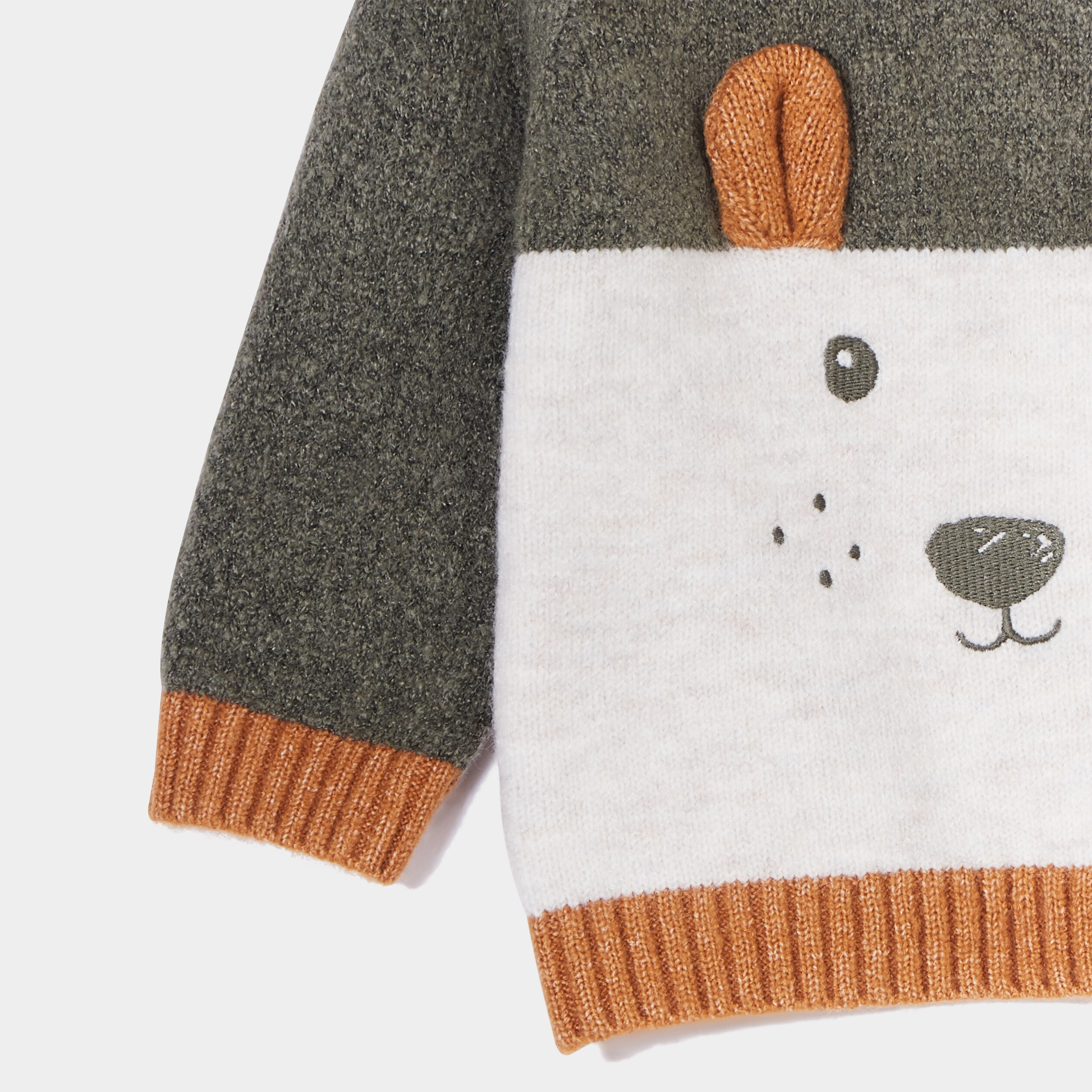 Pull épaule boutonnée col rond Kimbaloo vert kaki bébé garçon | La Halle