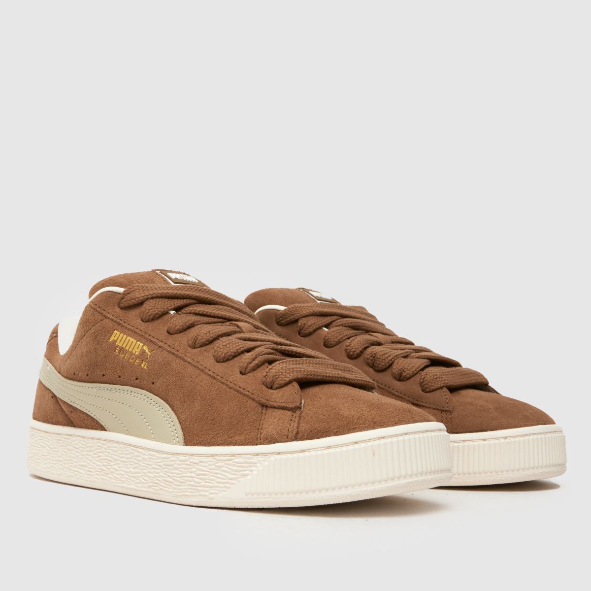 PUMA – XL-sneakers i mocka i brunt, flerfärgat