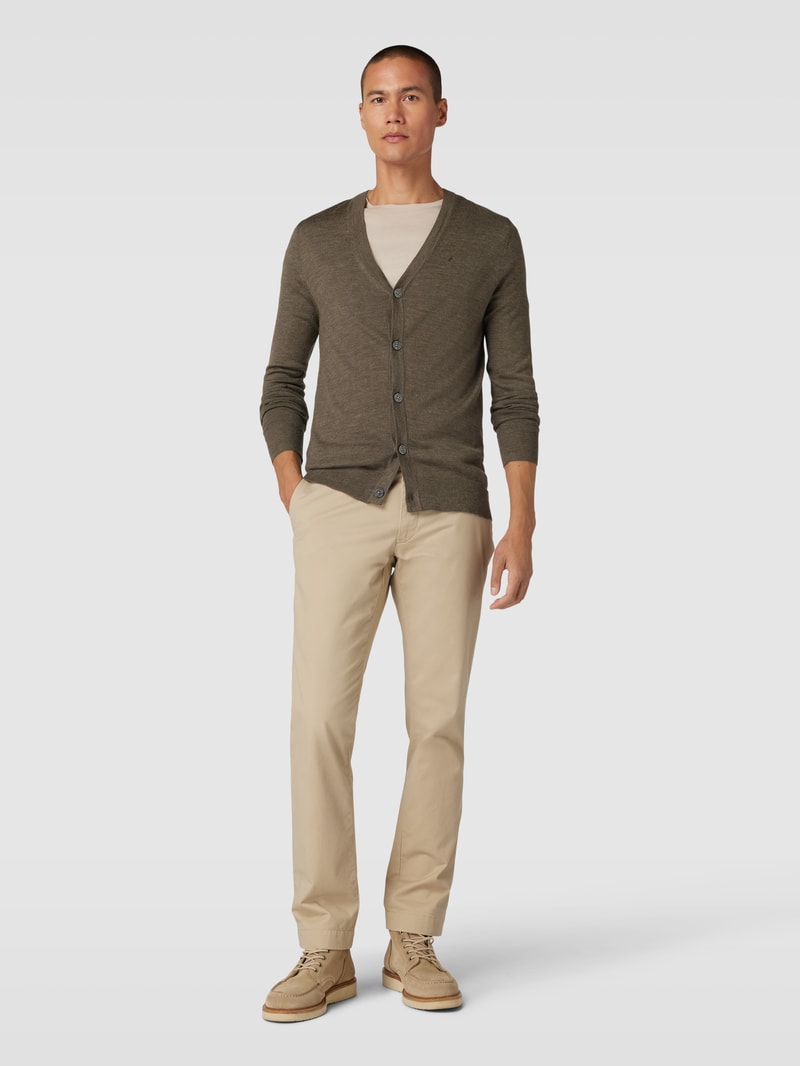 Strickjacke mit V-Ausschnitt und Knopfleiste in taupe meliert