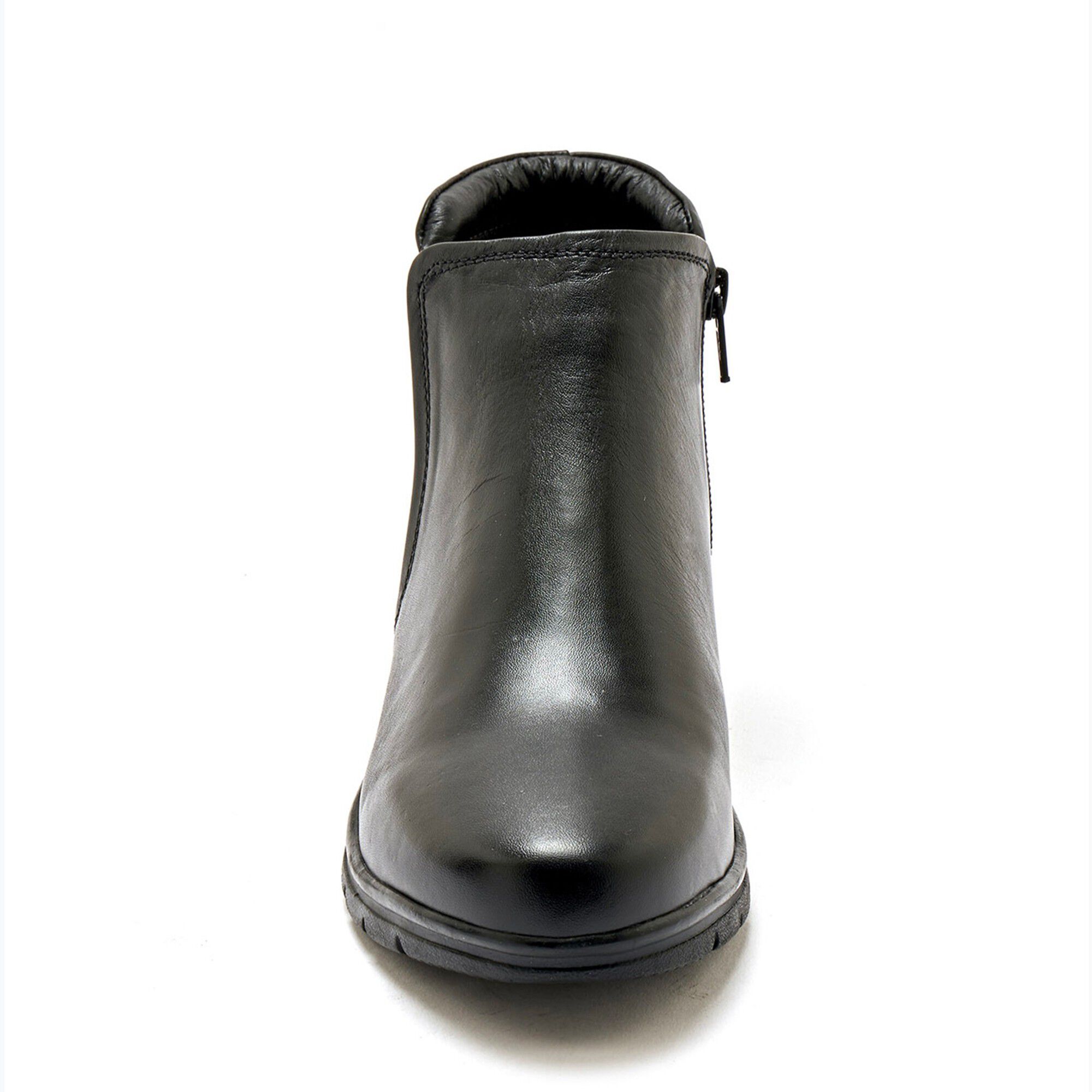 Boots zippées doublées Grande largeur en cuir