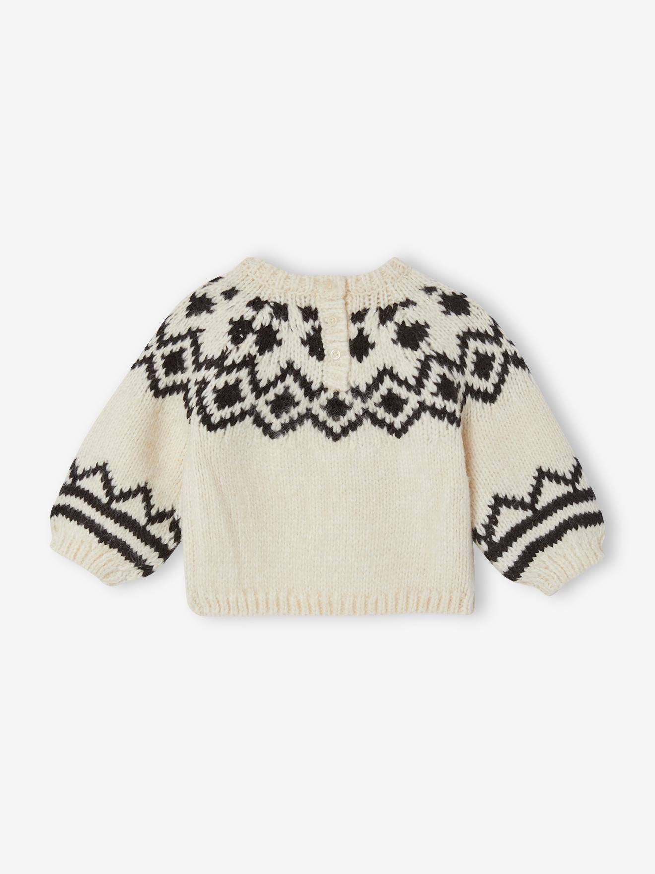 Vertbaudet Baby Jacquard-Pullover Oeko-Tex - beige meliert