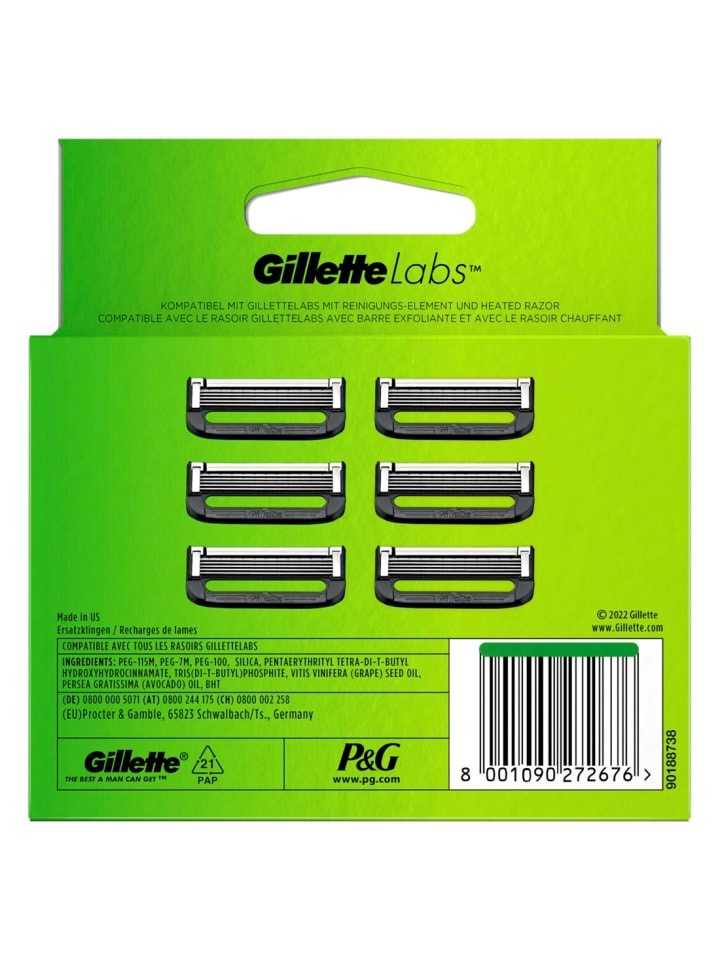 Gillette Labs Systemklingen 6er Rasierer Nassrasierer in Schwarz günstig kaufen Anzahl: 6 Stück