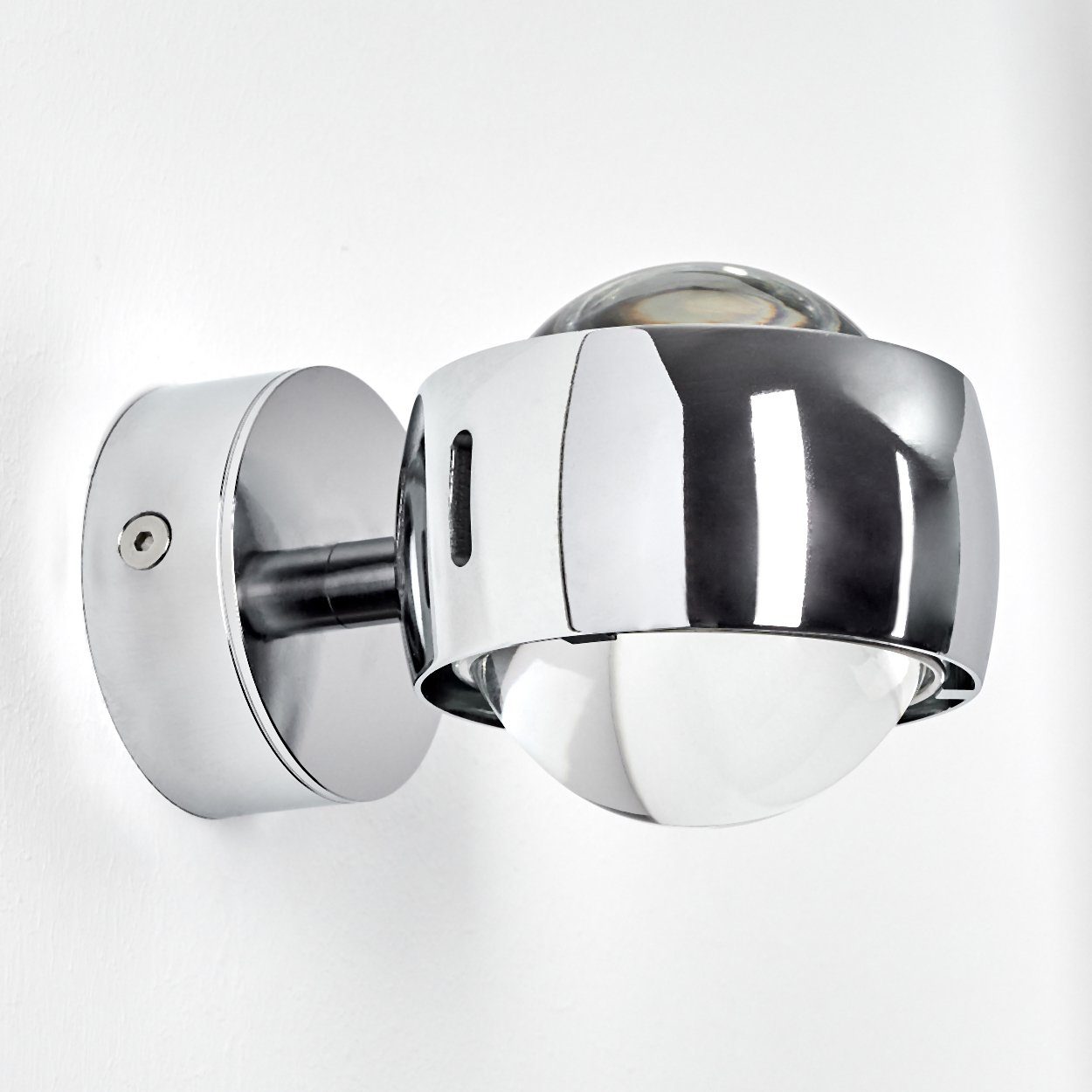 hofstein Wandleuchte Osacca Wand-Lampe, halbrunde Designer-Effektlampe in modernem chrom, ohne Leuchtmittel, mit Schlitzen, die Wandbeleuchtung funktioniert mit LED oder Halogen