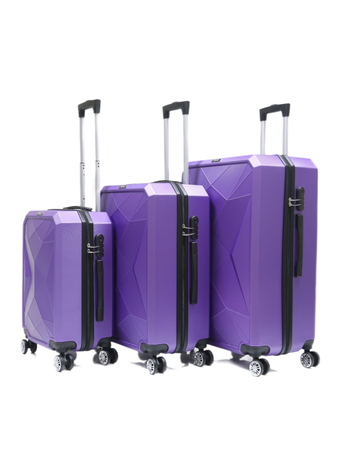 Cheffinger Reisekoffer ABS-03 Koffer 3-teilig Hartschale Trolley Set Kofferset Ha in Lila günstig kaufen onesize