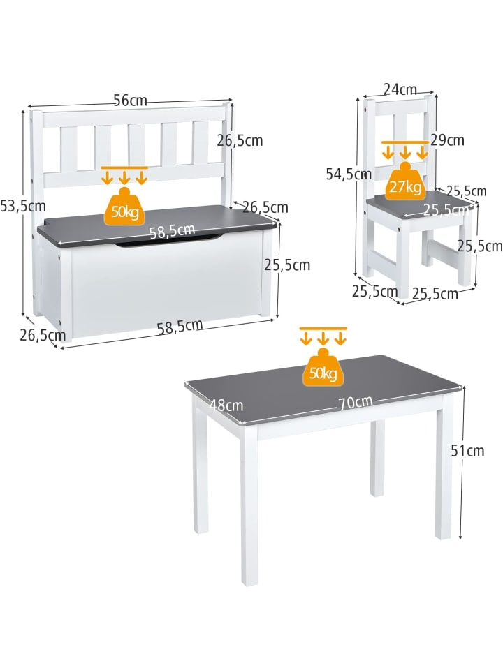 COSTWAY 4 tlg. Set Sitzgruppe in Grau günstig kaufen 70 cm