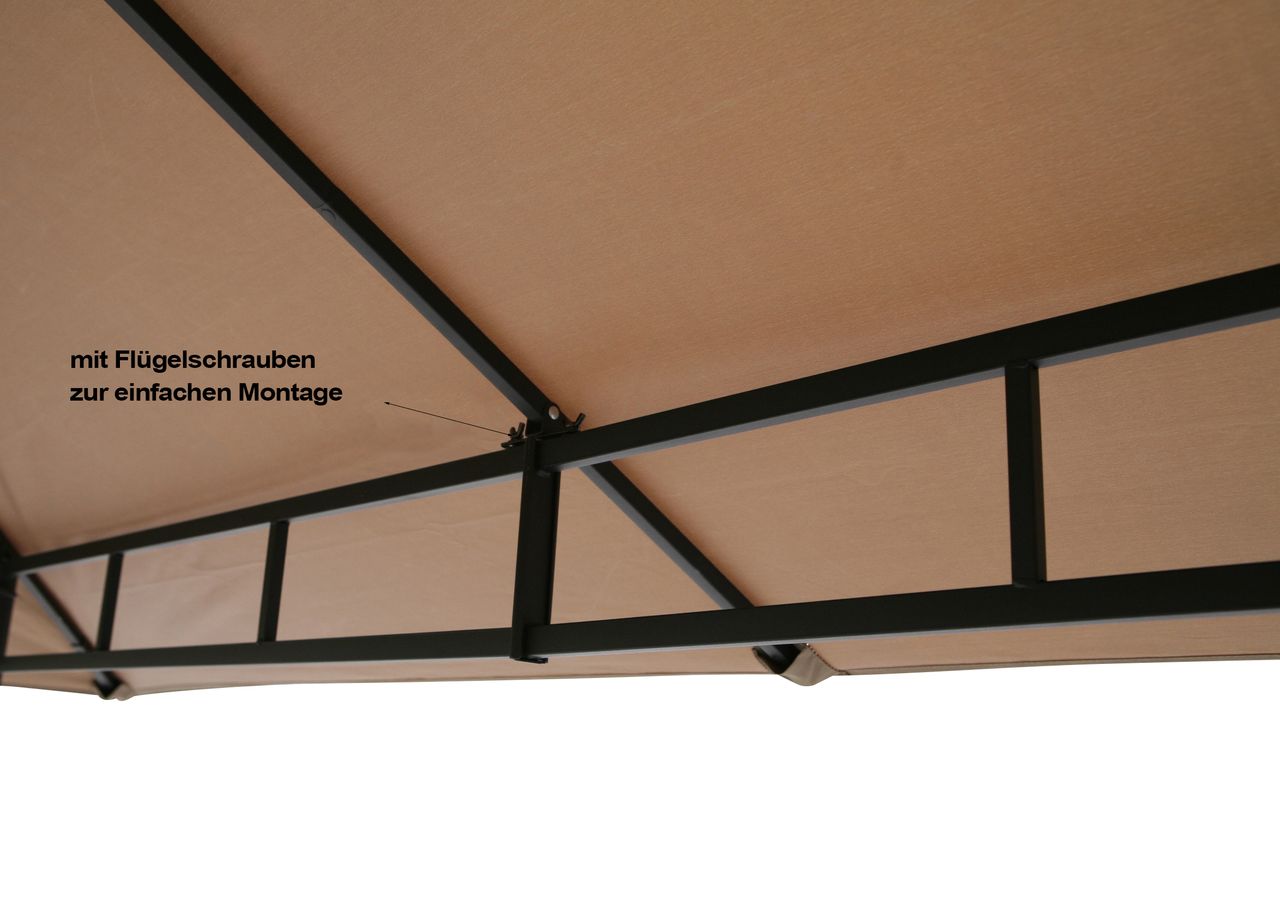 Grasekamp Antikpavillon Amalfi Flex 3 x 3 m Taupe Gartenpavillon Partyzelt