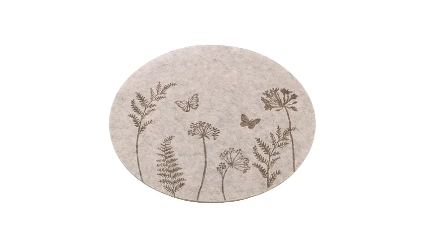 Platzmatte rund Wildblumen braun