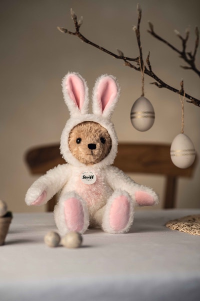 Hoodie-Teddybär Hase, 27 cm, weiß
