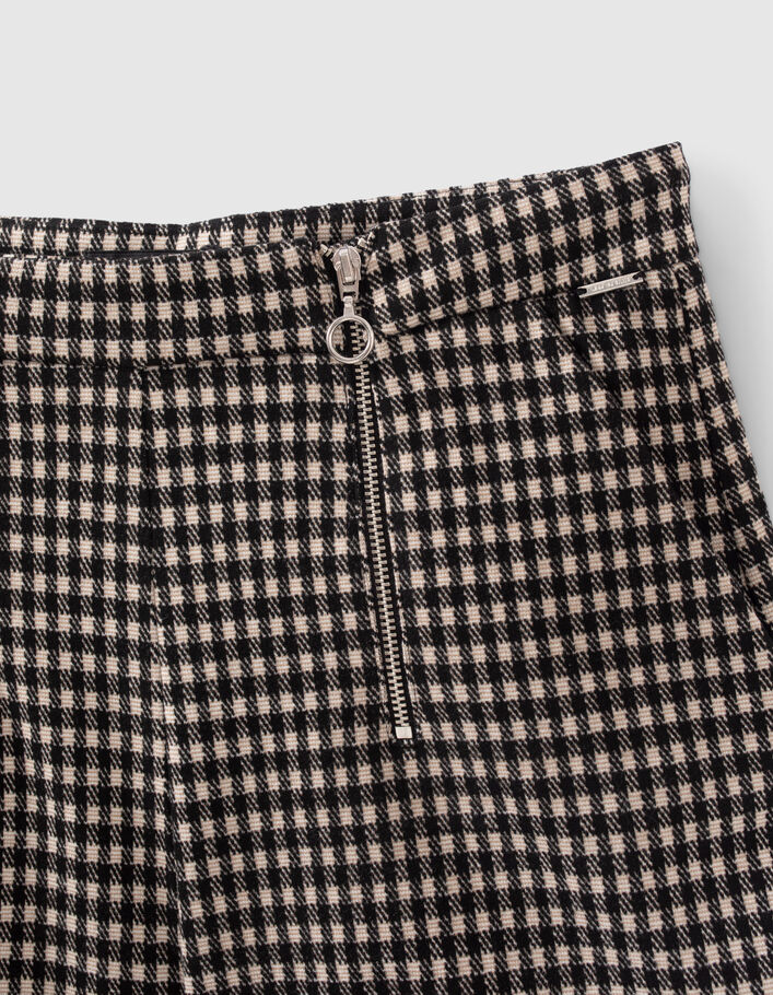 Short noir motif pied-de-poule beige fille