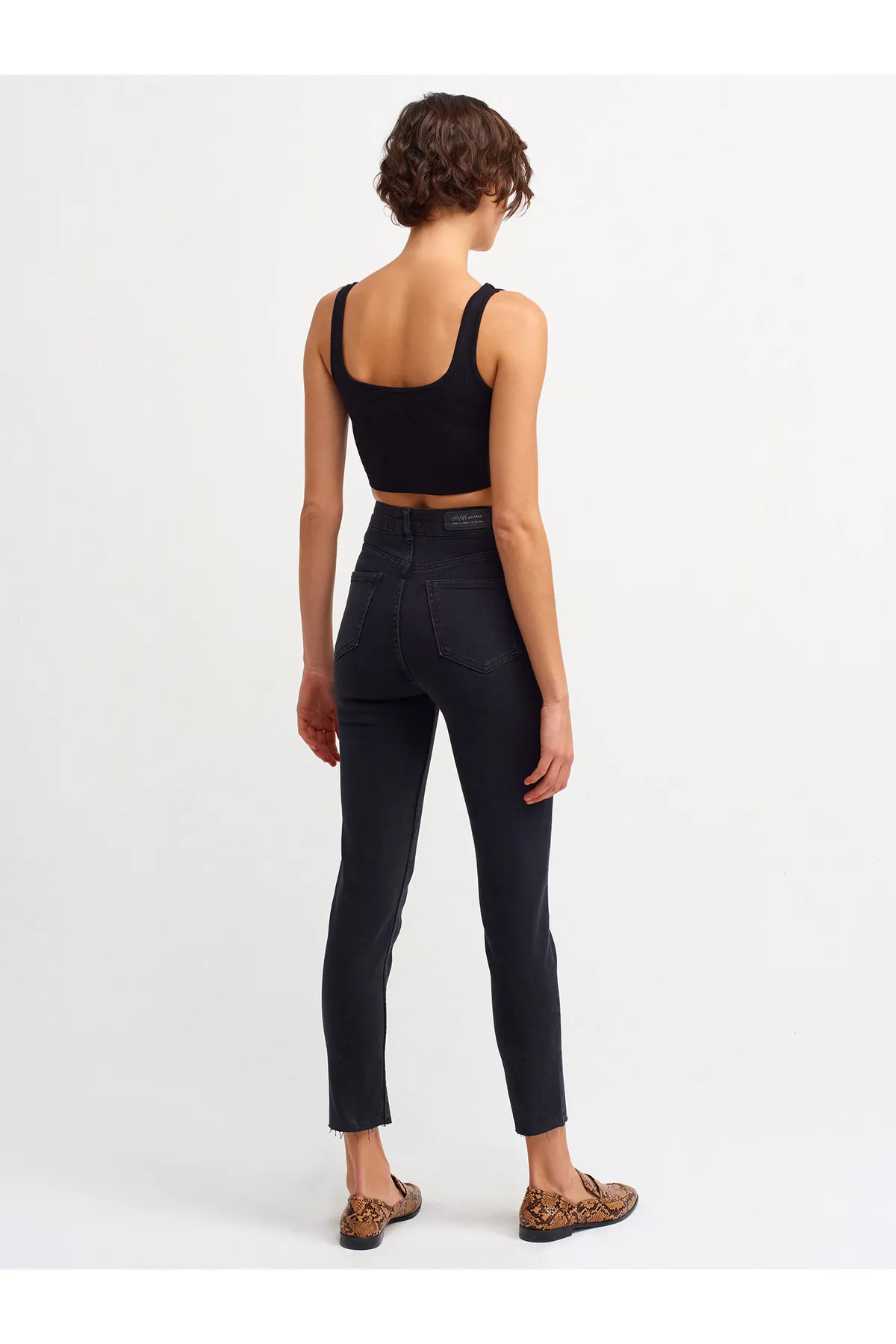 Dilvin  4244 Mom-Hose aus Lycra mit Frontschlitz – Schwarz