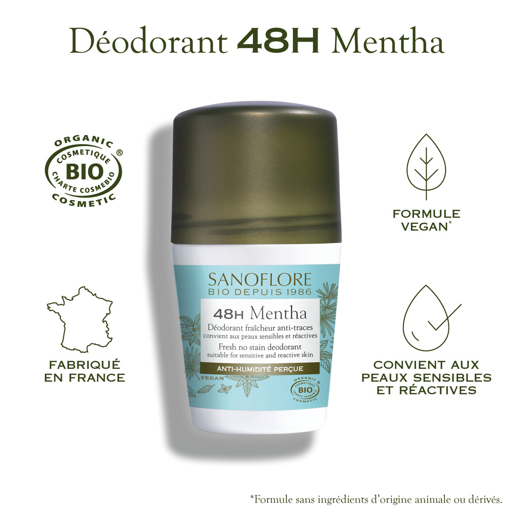 Sanoflore DÉODORANT CERTIFIÉS BIO Déodorant 48h Mentha efficacité 48h sans sels d'aluminium sans alcool Bio