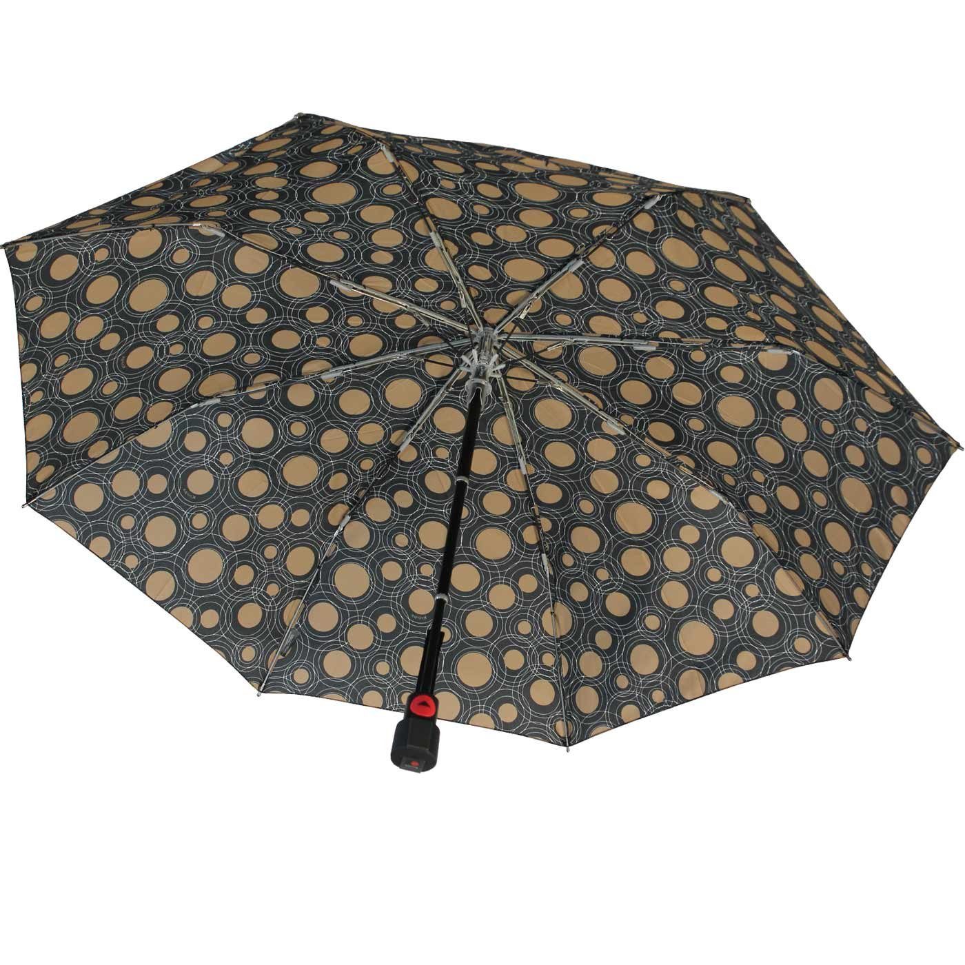 Knirps® Taschenregenschirm Fiber T1 Auf-Automatik Sturmsicher - circles black, der stabile Klassiker