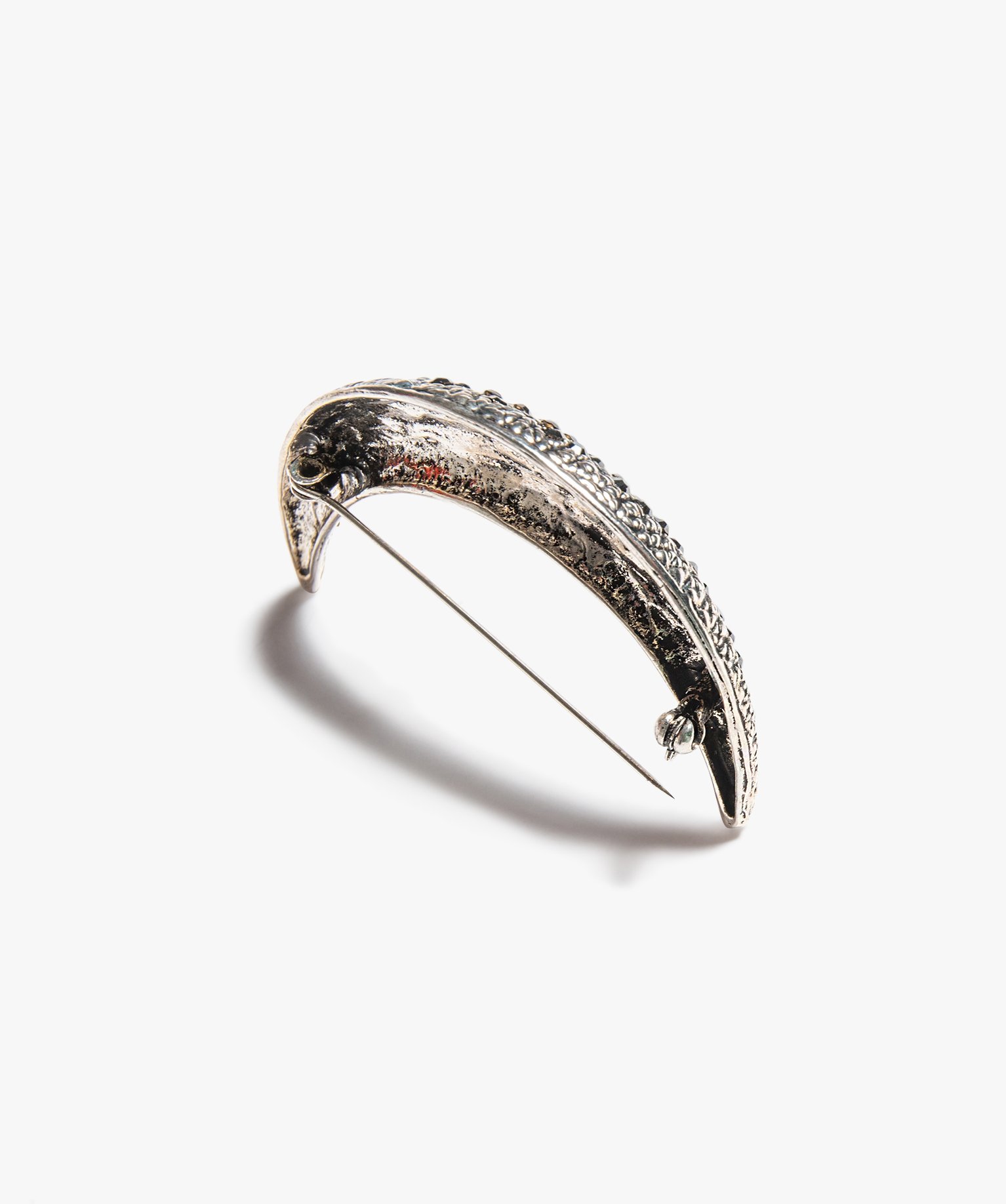 Broche femme forme lune à strass argent | GEMO
