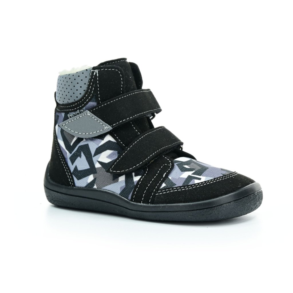 Beda Black Moon mit Membran (BF 0004/W/MK/NL) schwarze Winter-Barfußstiefeletten