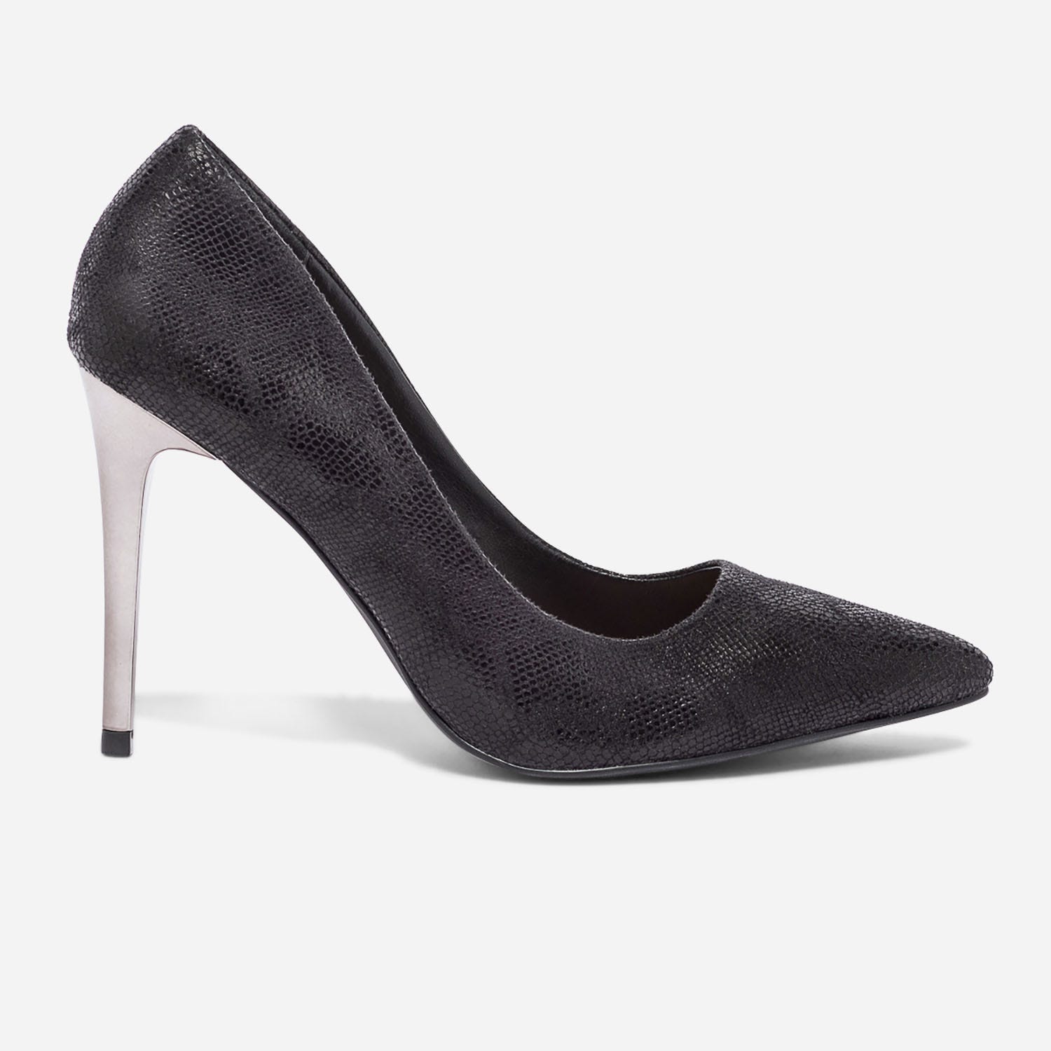 Stiletto TEXTO noir effet python à talon miroir