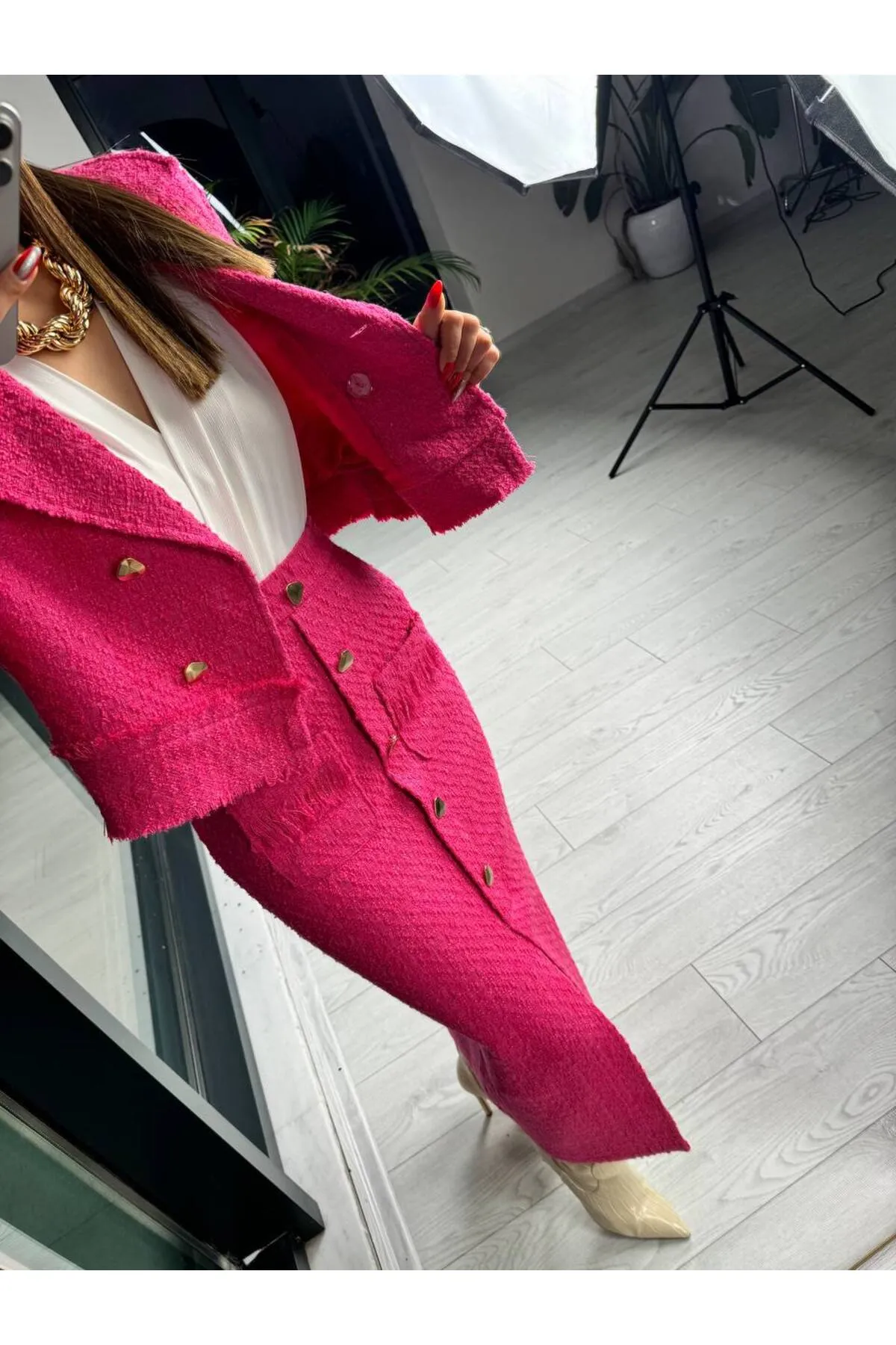 Laluvia  Fuchsia Design Tuvid-Anzug mit Quasten und Schlitz