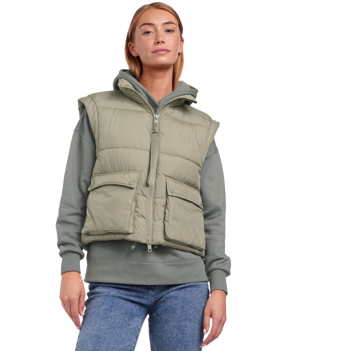Damen Steppweste im Cropped-Style