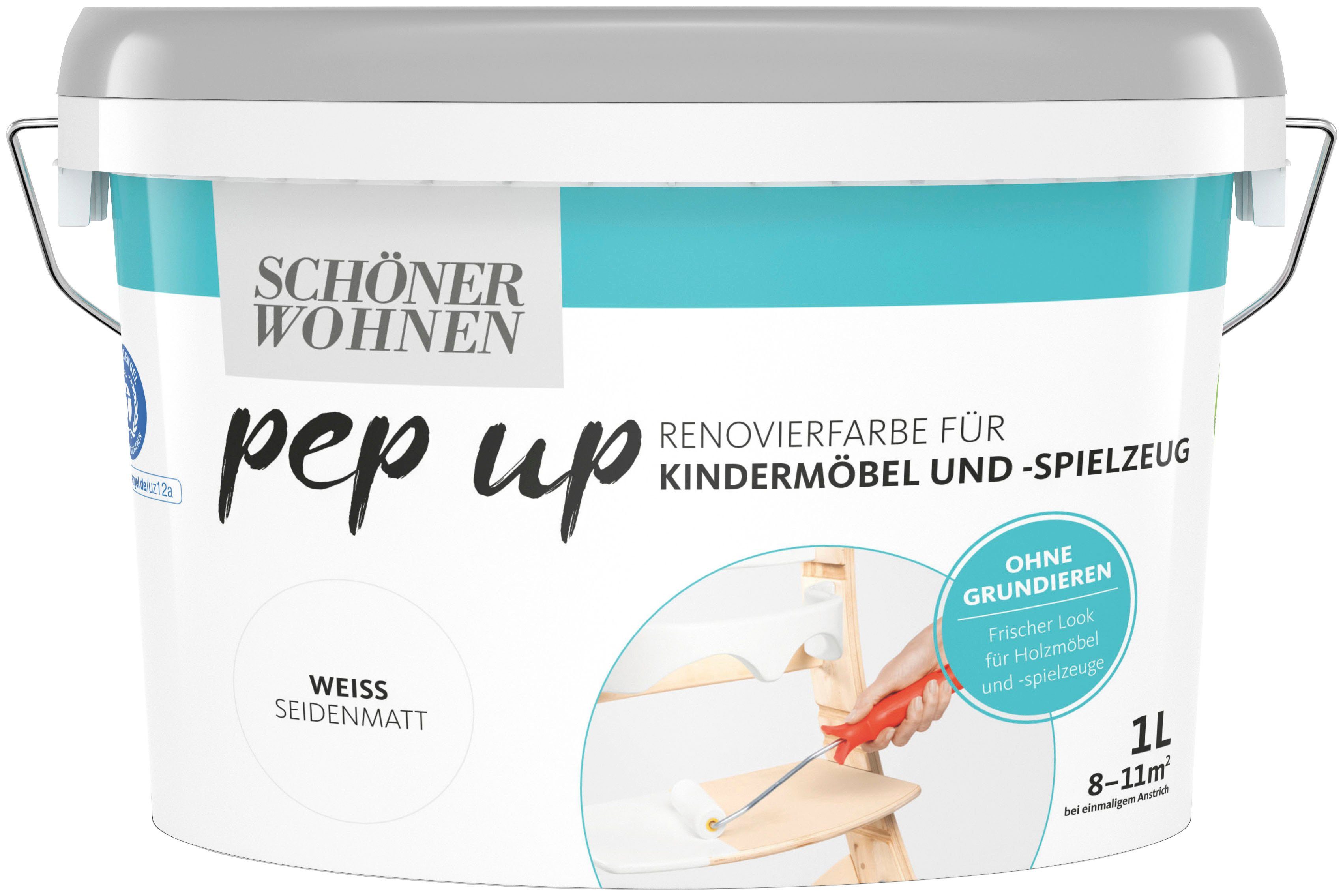 SCHÖNER WOHNEN FARBE Acryl-Buntlack pep up Renovierfarbe, 1 Liter, für Kindermöbel und -spielzeug